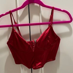 Red Corset Crop Top